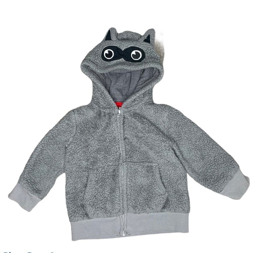 Circo raccoon face hood fleece teddy zip up grey hoodie sweater 2t